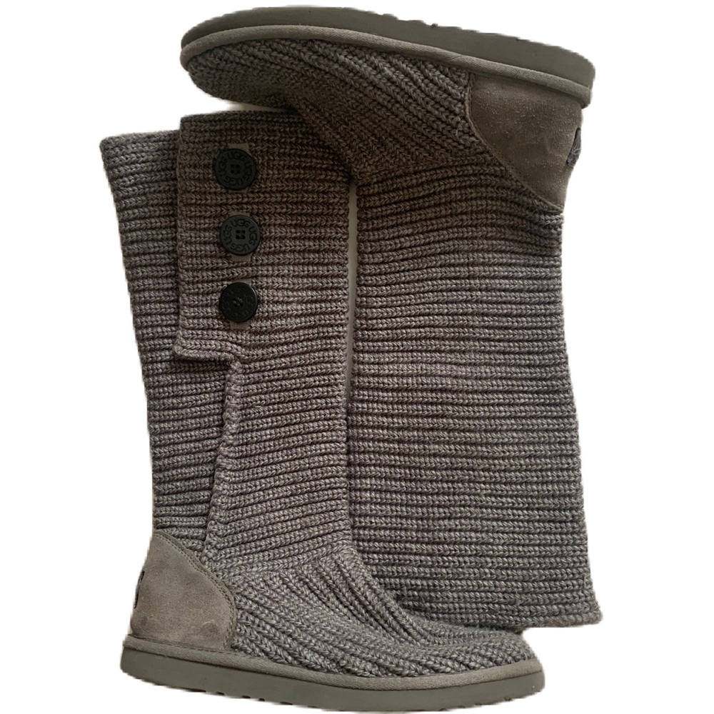 UGG Cardy Gray Knit Boots Size 9